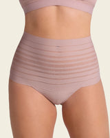 Slimming Lace Stripe High-Waisted Thong Panty